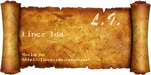 Lincz Ida névjegykártya